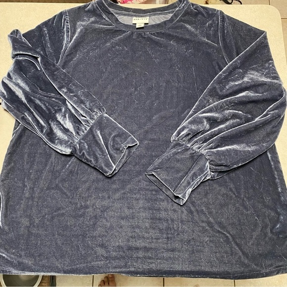 Ava & Viv Crushed Velvet Long Sleeve Top Size 1X - Picture 3 of 9